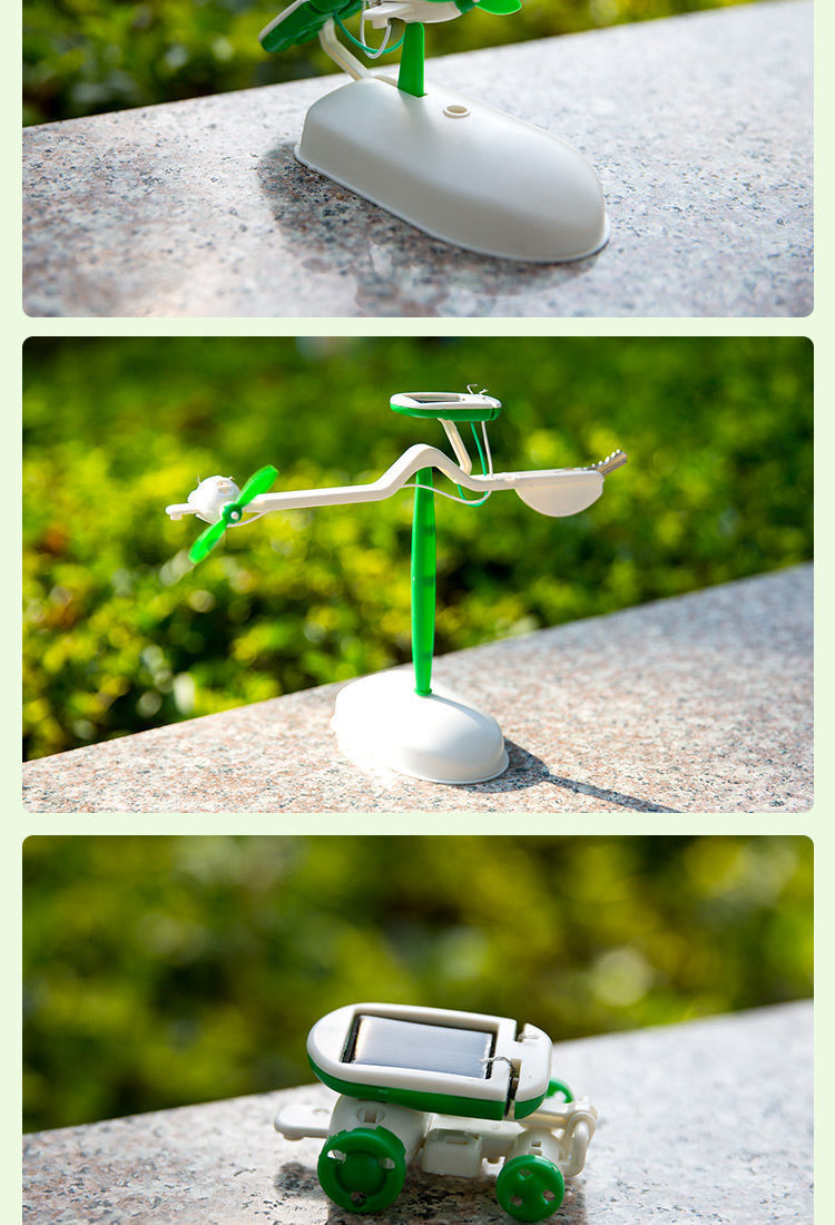 Solar Powered DIY kit robótico para crianças, carro elétrico educacional, presente para meninos, 6 em 1, novo