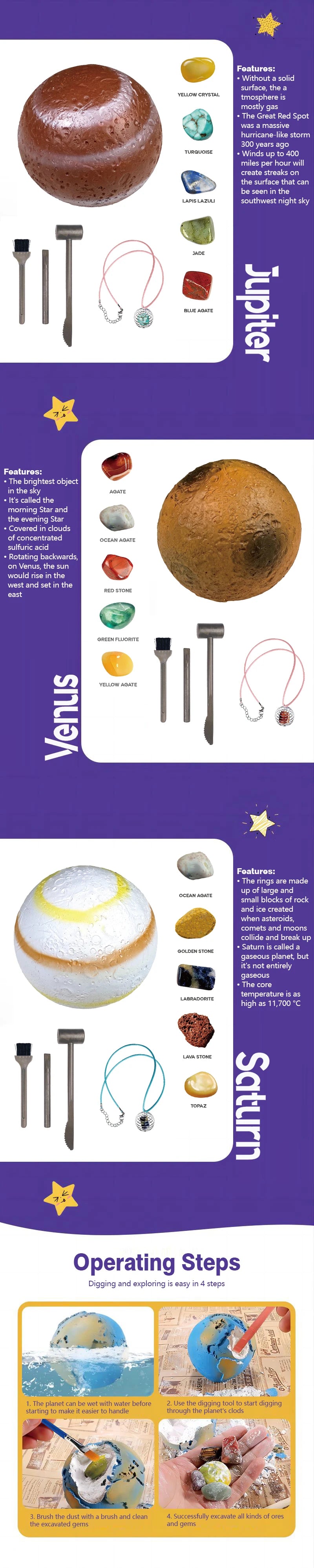 Arqueologia Infantil Escavando Planeta Tesouro, Minério de Gema, Exploração do Sistema Solar, Mineração Ciência Educação Brinquedos Educativos