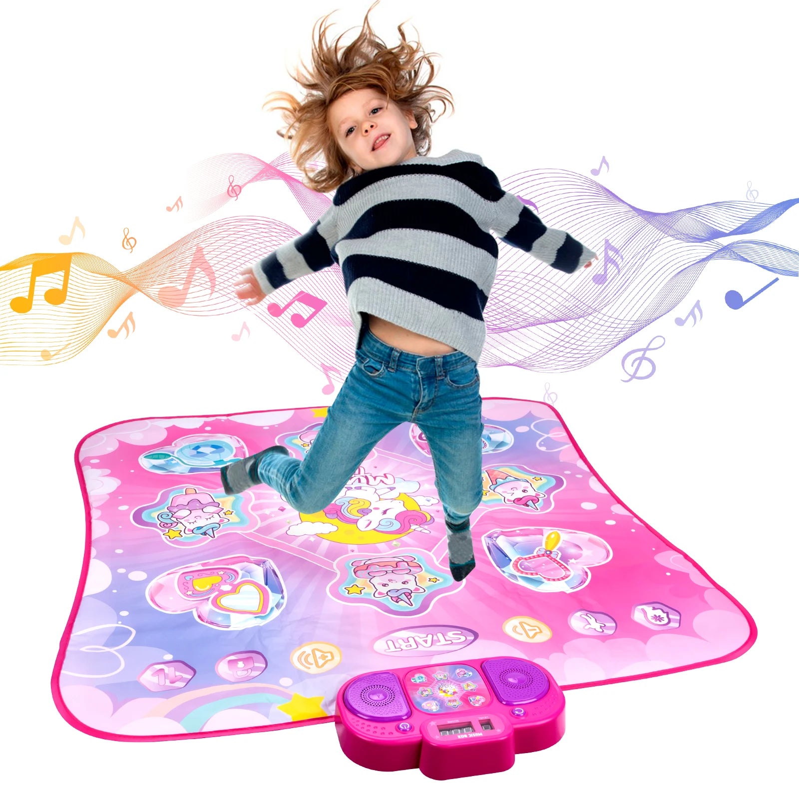 Tapete de dança eletrônico infantil, 106x80cm, cobertor de dança, modo de jogadores duplos com 9 níveis, cobertor musical para chão infantil, brinquedos educativos