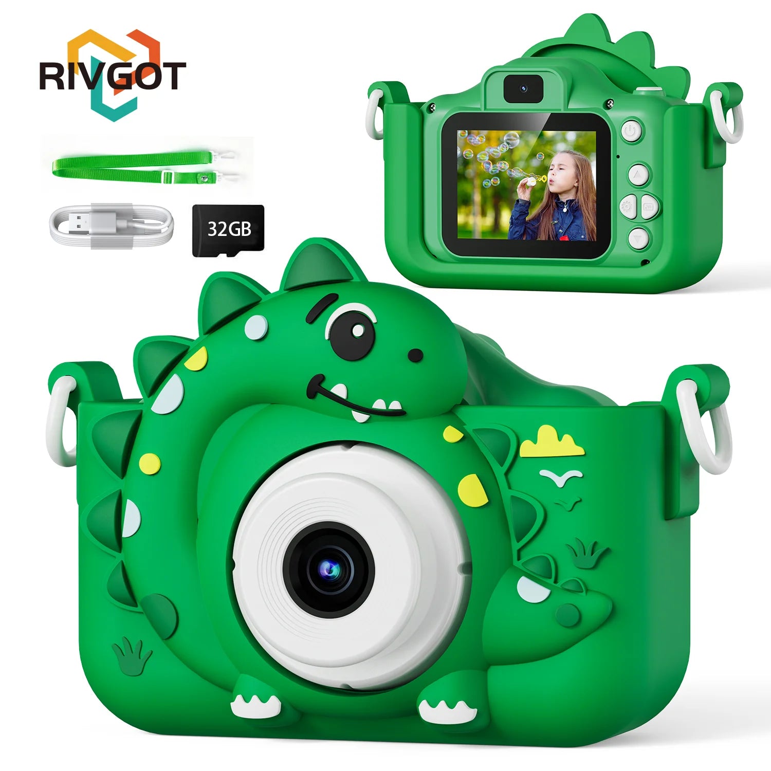 Crianças câmera digital com 32gb cartão dinossauro mini câmera brinquedos 1080p hd vlogging fotografia câmera para presentes de aniversário de natal