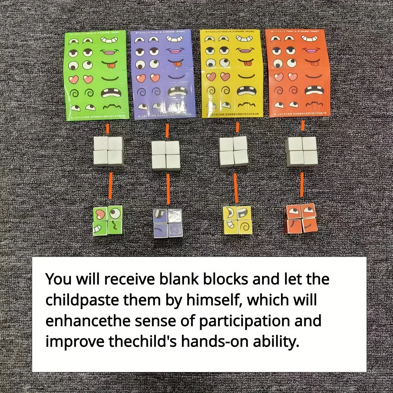 Crianças mudança de rosto cubo jogo montessori expressão quebra-cabeça blocos de construção brinquedos aprendizagem precoce jogo educacional brinquedo para crianças