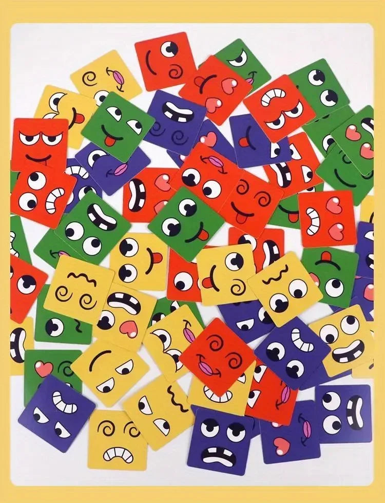 Crianças mudança de rosto cubo jogo montessori expressão quebra-cabeça blocos de construção brinquedos aprendizagem precoce jogo educacional brinquedo para crianças