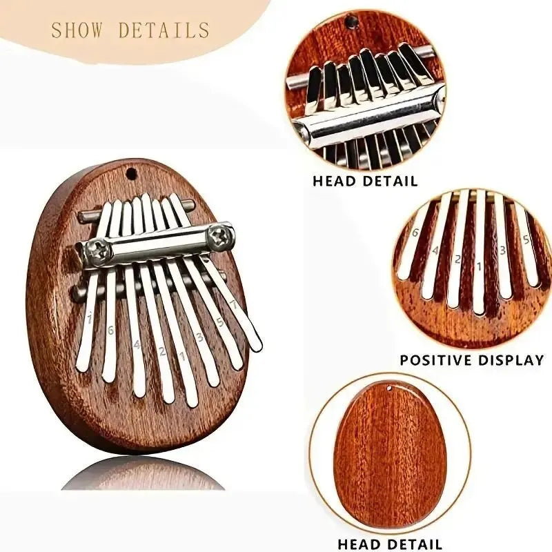 Mini Kalimba De Madeira Dedo Polegar Piano, Presente Pingente Requintado, Bom Acessório Musical, 8 Chaves, Alta Qualidade