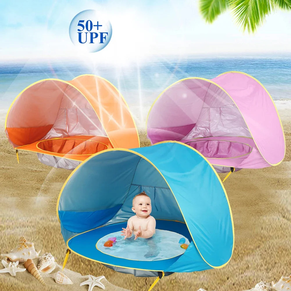 Barraca de praia para bebês, sombra portátil, piscina, proteção uv, abrigo solar para crianças, brinquedos ao ar livre, piscina, casa de brincar, brinquedos