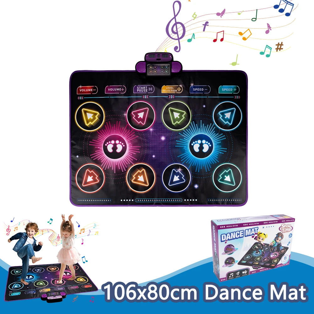 Tapete de dança eletrônico infantil, 106x80cm, cobertor de dança, modo de jogadores duplos com 9 níveis, cobertor musical para chão infantil, brinquedos educativos