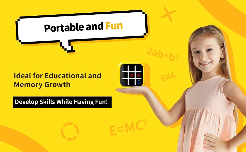 Console de jogos portátil Tic Tac Toe - Quebra-cabeça eletrônico portátil para todas as idades, brinquedos de viagem com treinamento de memória e presentes Montessori