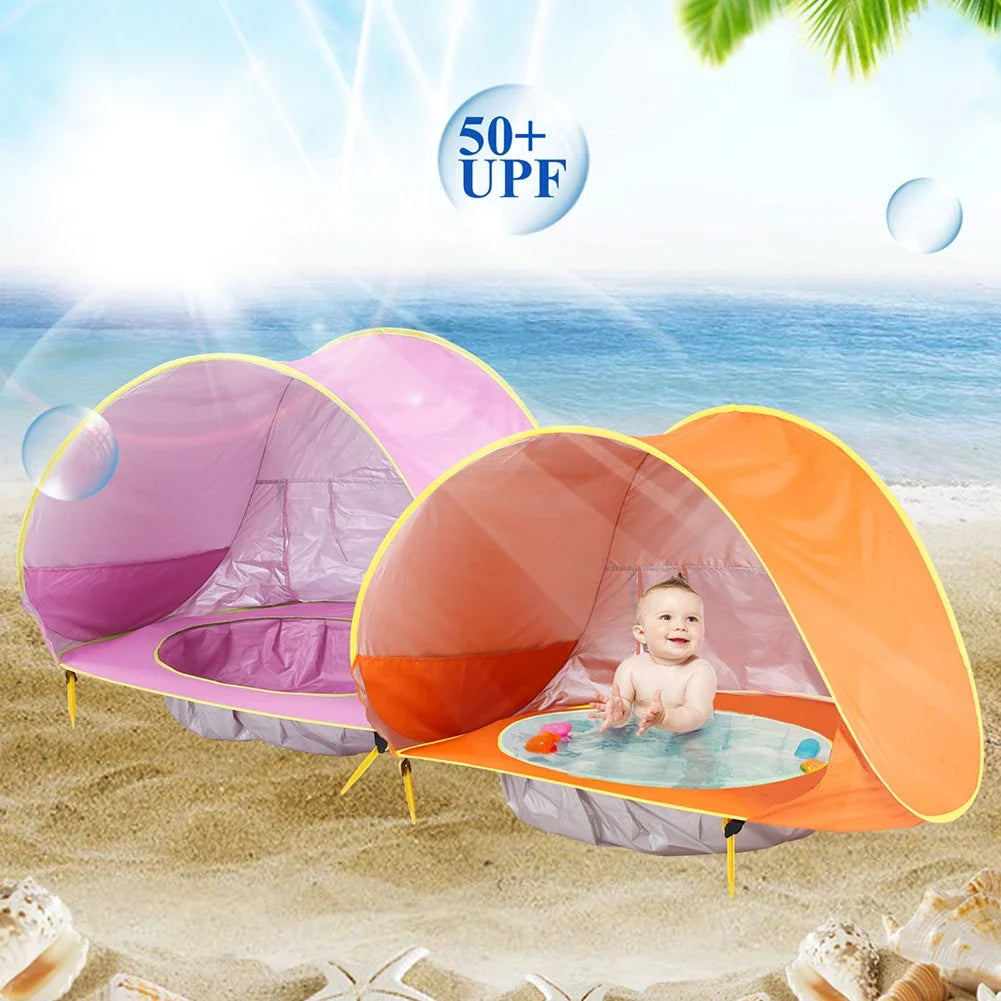 Barraca de praia para bebês, sombra portátil, piscina, proteção uv, abrigo solar para crianças, brinquedos ao ar livre, piscina, casa de brincar, brinquedos