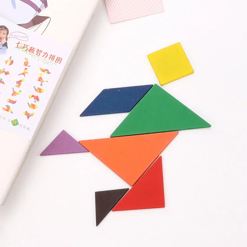 Quebra-cabeça tangram de madeira para crianças, brinquedo educacional, presente de festa de aniversário, presente de volta às aulas, prêmio de festa de jardim de infância
