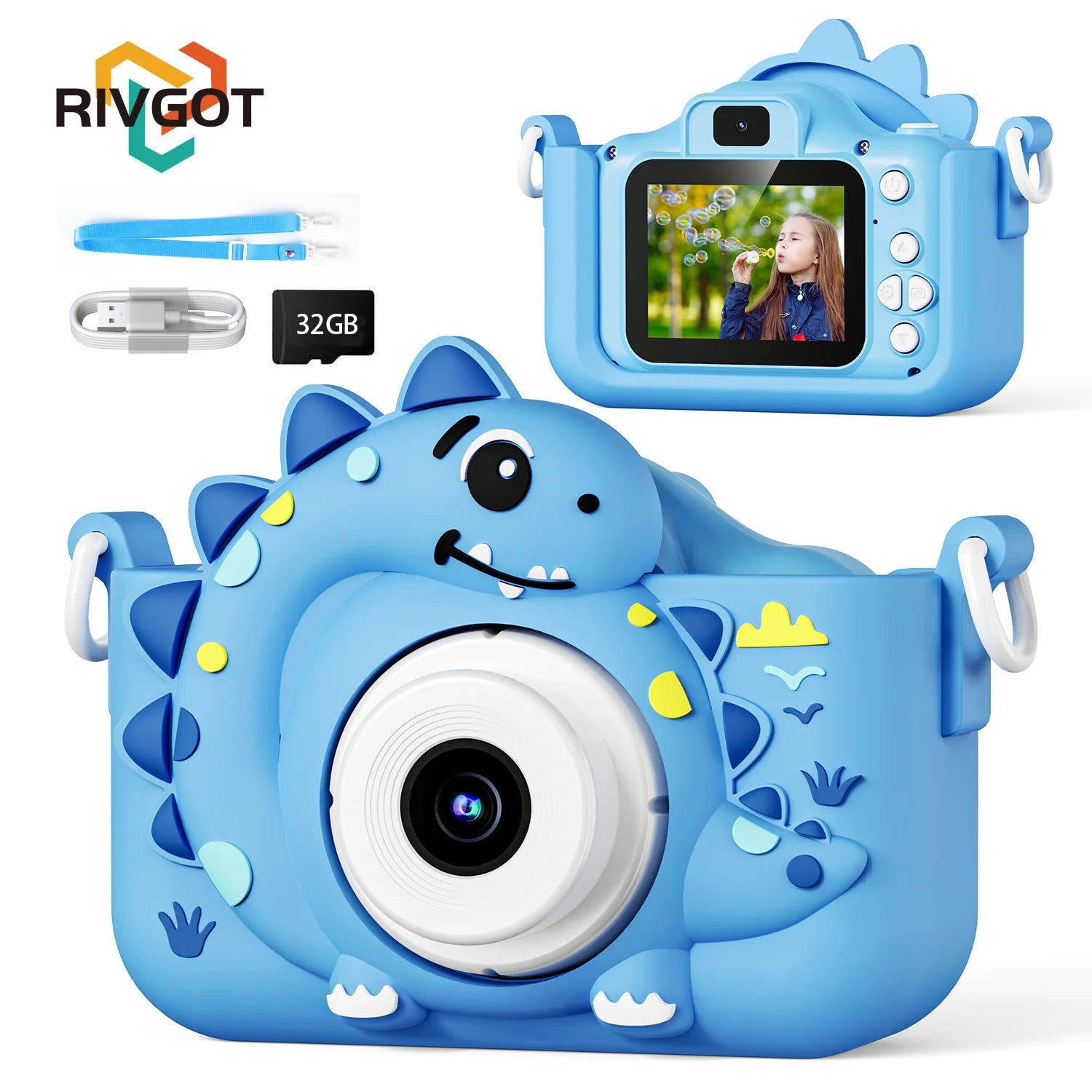 Crianças câmera digital com 32gb cartão dinossauro mini câmera brinquedos 1080p hd vlogging fotografia câmera para presentes de aniversário de natal