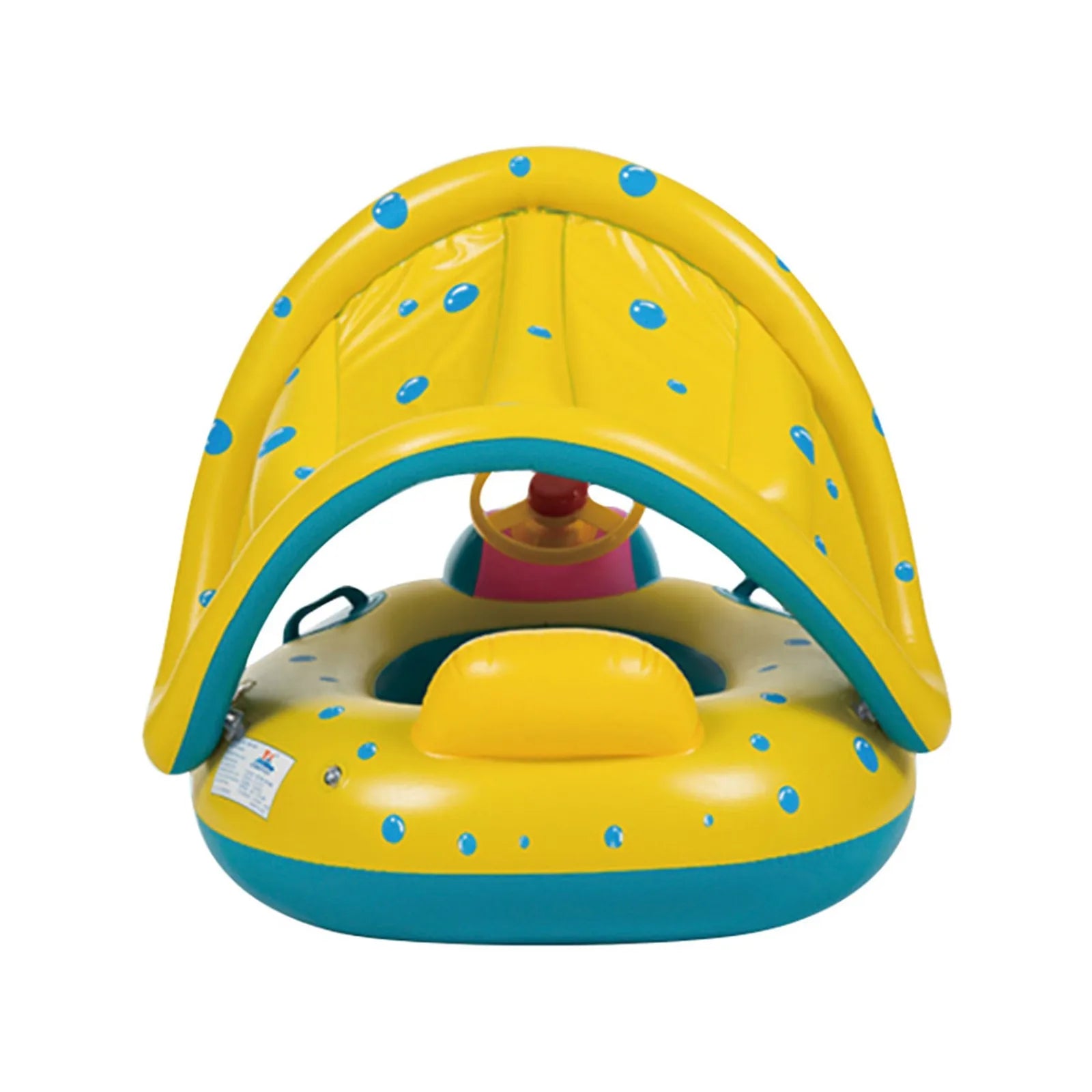 Anel de natação flutuante barco infantil com telhado e alças assento inflável de pvc com guarda-sol brinquedo de festa de verão