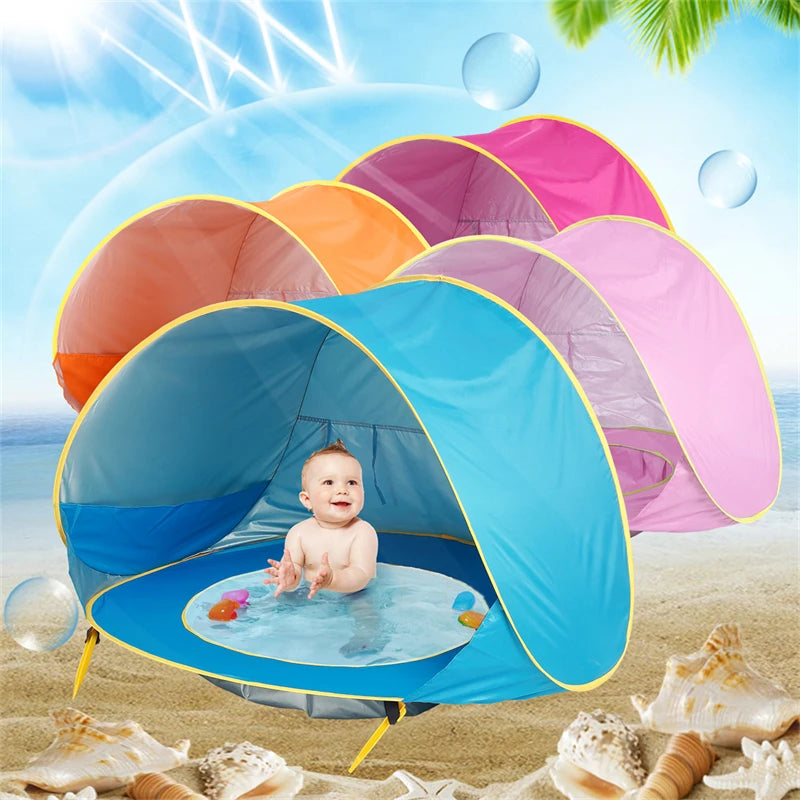 Barraca de praia para bebês, sombra portátil, piscina, proteção uv, abrigo solar para crianças, brinquedos ao ar livre, piscina, casa de brincar, brinquedos