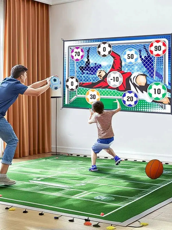 1 pçs conjunto de tapete de jogo de futebol ao ar livre indoor brinquedos de futebol multiplayer crianças treinamento menino presentescompetitivo jogar jogo de gol de futebol