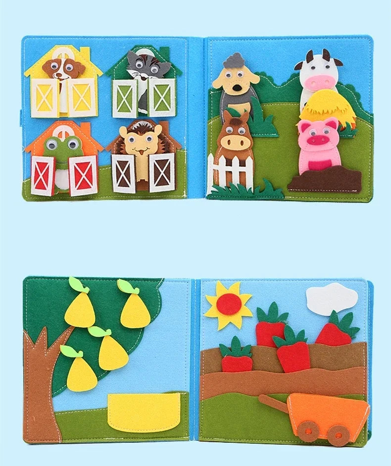 Crianças montessori brinquedo ocupado placa fazenda cena animal contação de histórias atividade brinquedo livro silencioso atividade de feltro brinquedo sensorial educacional