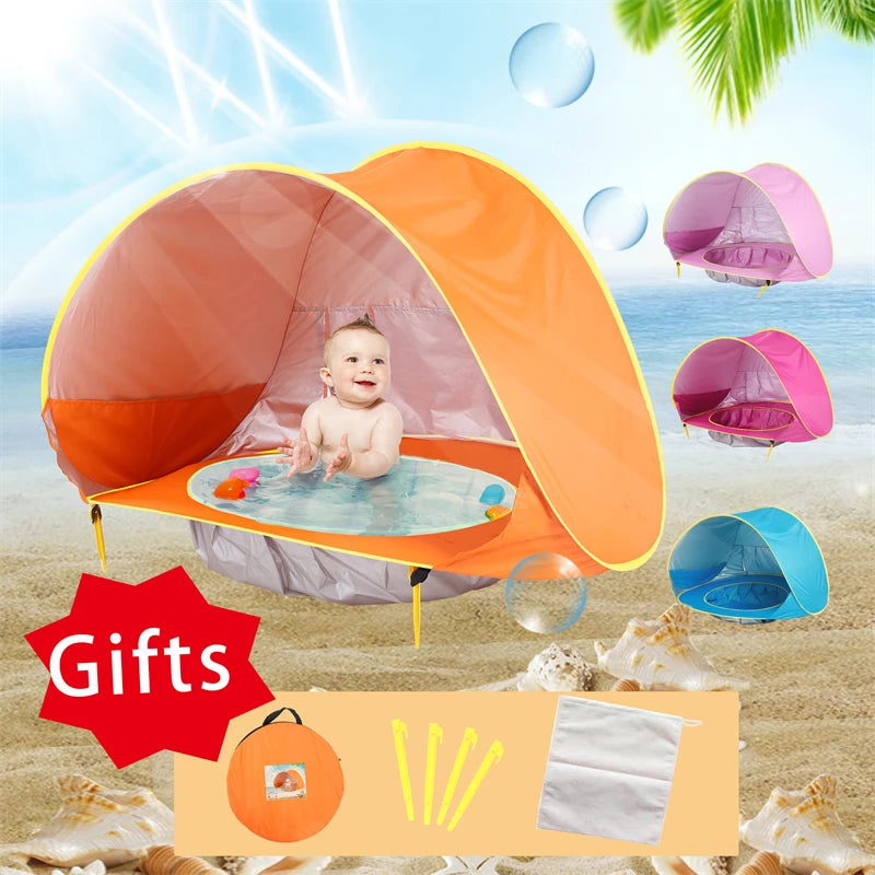 Barraca de praia para bebês, sombra portátil, piscina, proteção uv, abrigo solar para crianças, brinquedos ao ar livre, piscina, casa de brincar, brinquedos