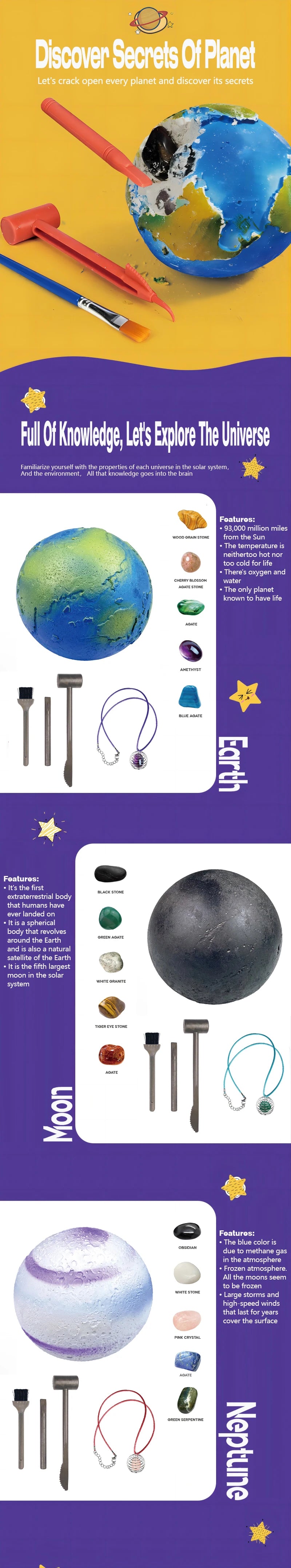 Arqueologia Infantil Escavando Planeta Tesouro, Minério de Gema, Exploração do Sistema Solar, Mineração Ciência Educação Brinquedos Educativos