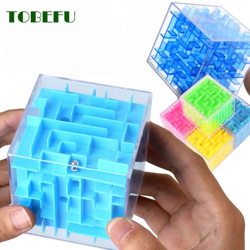 Tobeuf 3d labirinto cubo mágico transparente seis lados quebra-cabeça velocidade cubo rolando bola jogo cubos labirinto brinquedos para crianças educacional