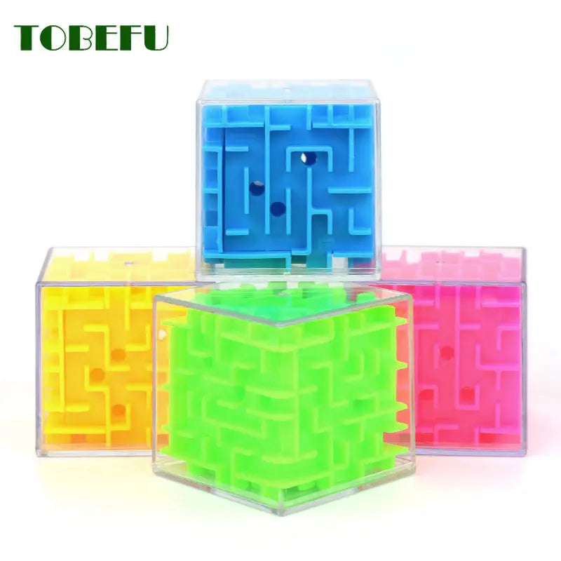 Tobeuf 3d labirinto cubo mágico transparente seis lados quebra-cabeça velocidade cubo rolando bola jogo cubos labirinto brinquedos para crianças educacional