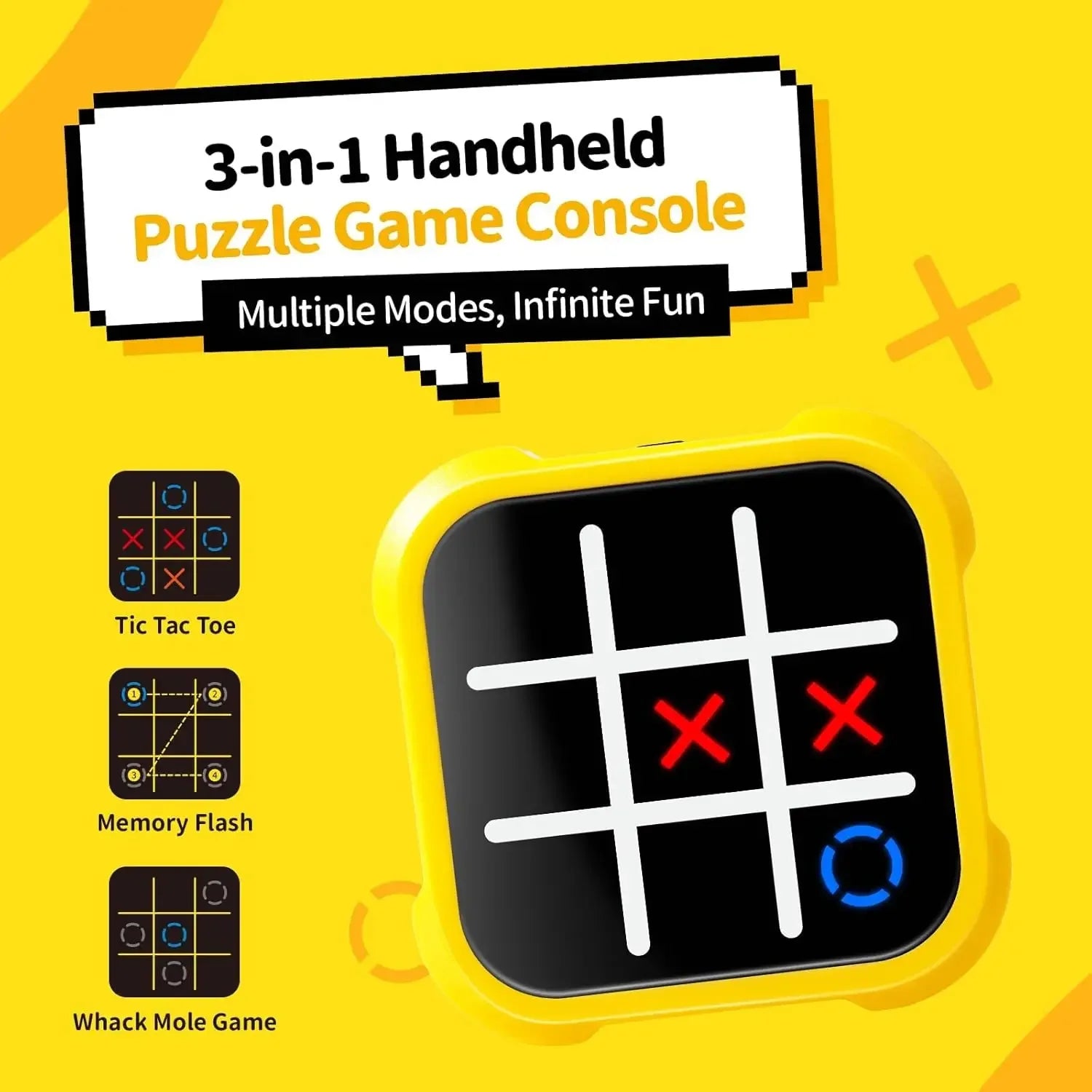 Console de jogos portátil Tic Tac Toe - Quebra-cabeça eletrônico portátil para todas as idades, brinquedos de viagem com treinamento de memória e presentes Montessori