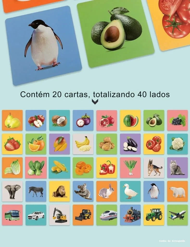 Cartões Visuais Montessori para Bebês – Estímulo Cognitivo e Sensorial 0 a 36 Meses