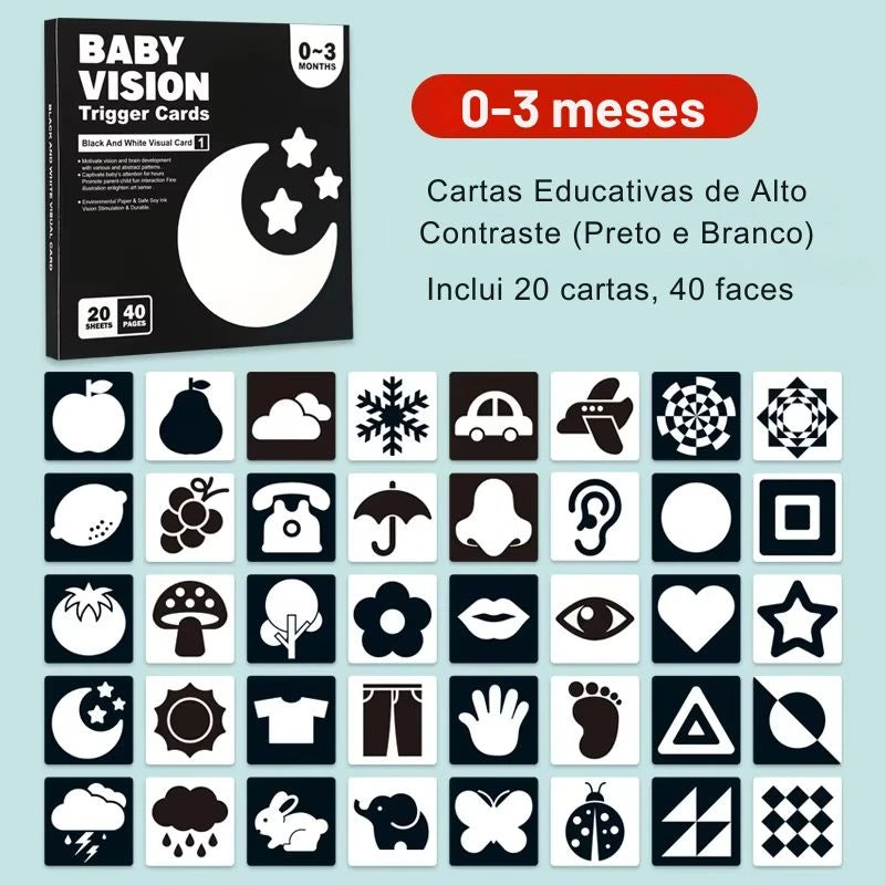 Cartões Visuais Montessori para Bebês – Estímulo Cognitivo e Sensorial 0 a 36 Meses