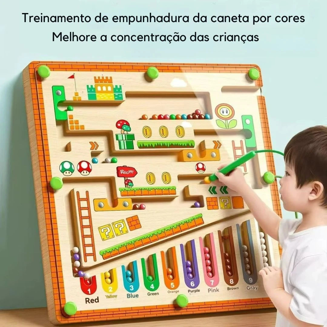 Labirinto Magnético Montessori Infantil – Brinquedo Educativo de Concentração e Lógica | 3 a 6 anos