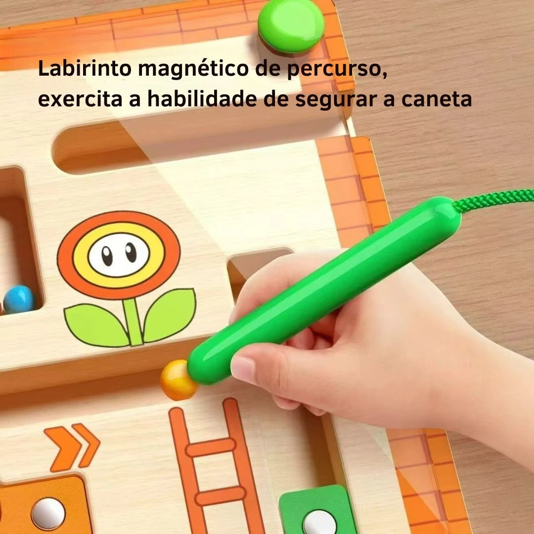 Labirinto Magnético Montessori Infantil – Brinquedo Educativo de Concentração e Lógica | 3 a 6 anos