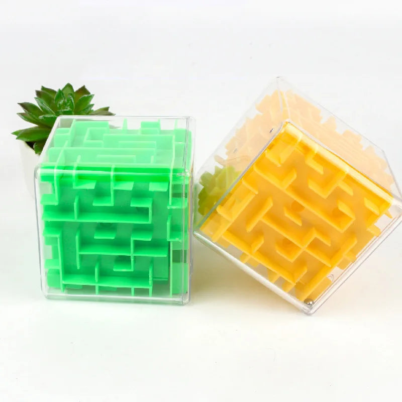 Tobeuf 3d labirinto cubo mágico transparente seis lados quebra-cabeça velocidade cubo rolando bola jogo cubos labirinto brinquedos para crianças educacional