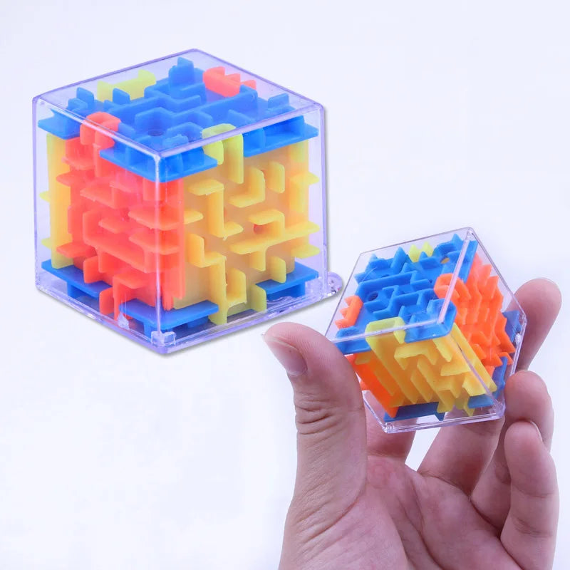 Tobeuf 3d labirinto cubo mágico transparente seis lados quebra-cabeça velocidade cubo rolando bola jogo cubos labirinto brinquedos para crianças educacional