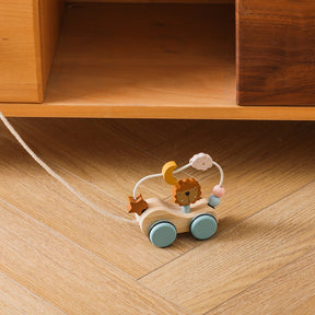 Montessori de madeira bebê reboque brinquedos multi-função colorido dos desenhos animados blocos de construção arrastando carro pai criança jogo brinquedo presente do bebê