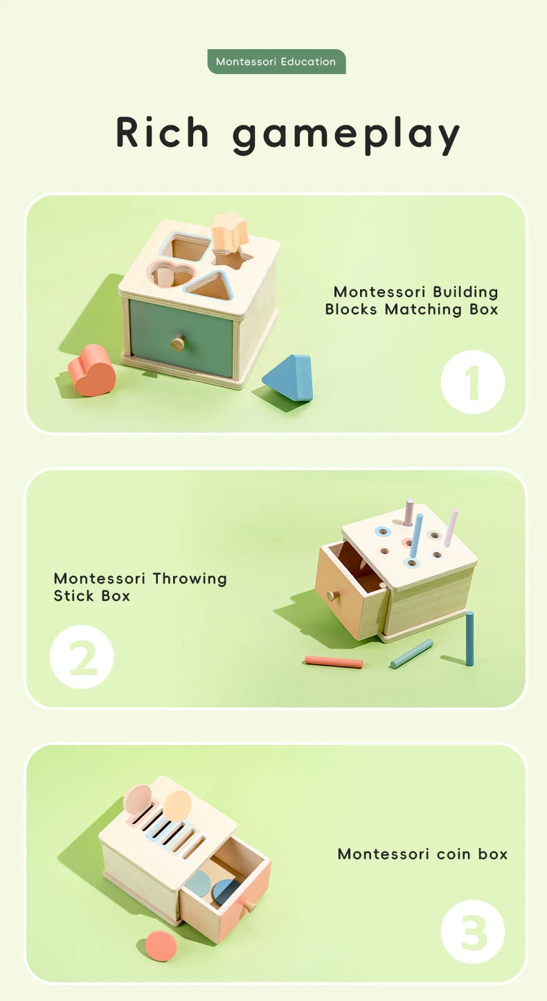Cor de madeira forma classificação brinquedos gaveta caixa ocupado jogo correspondência motor fino brinquedos sensoriais montessori aprendizagem para presentes do bebê