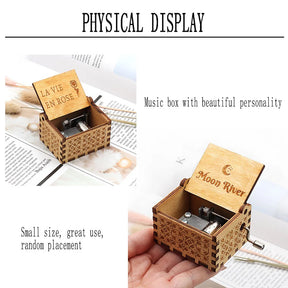 Manivela de madeira preta jurassic park caixa de música presentes de feriado das crianças presentes de natal presente de ano novo