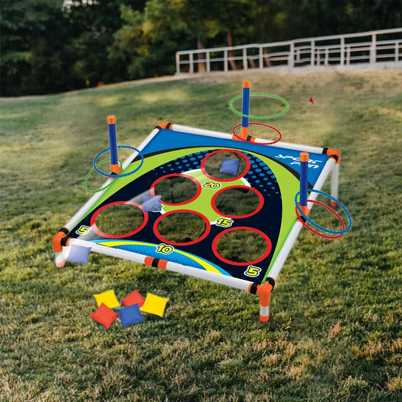 Cornhole portátil jogando círculo virola placa conjunto fácil montar diversão crianças interativo adultos ao ar livre quintal jogar jogo brinquedo