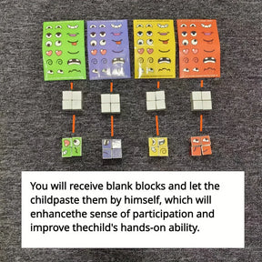Crianças mudança de rosto cubo jogo montessori expressão quebra-cabeça blocos de construção brinquedos aprendizagem precoce jogo educacional brinquedo para crianças
