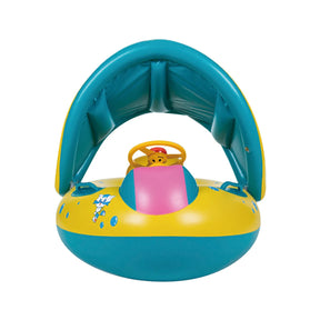 Anel de natação flutuante barco infantil com telhado e alças assento inflável de pvc com guarda-sol brinquedo de festa de verão
