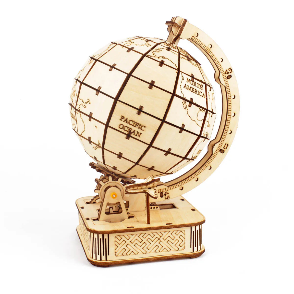 3d globo de madeira quebra-cabeça brinquedo mecânico montar bloco de construção terra modelo conjunto para adolescente diy geografia mapa do mundo brinquedo presente para construir