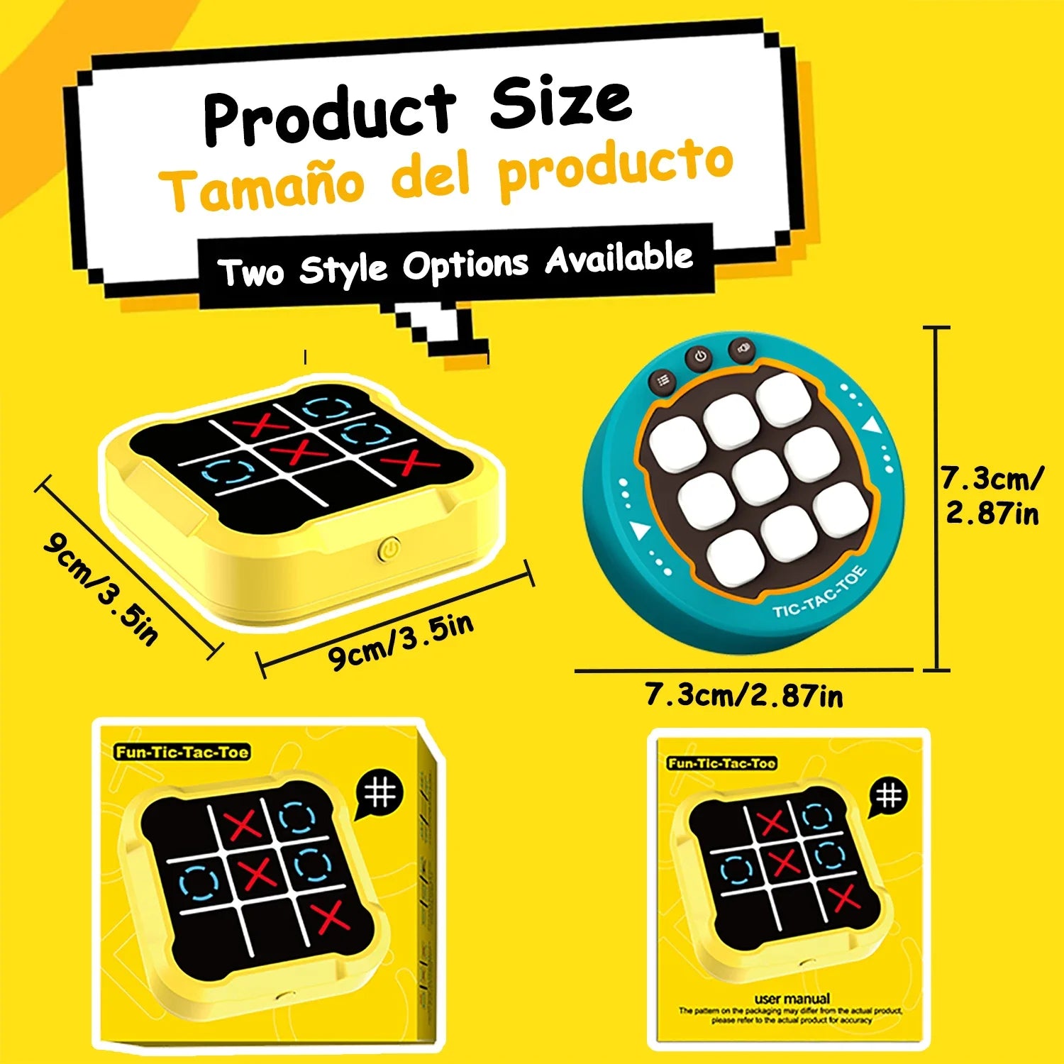Console de jogos portátil Tic Tac Toe - Quebra-cabeça eletrônico portátil para todas as idades, brinquedos de viagem com treinamento de memória e presentes Montessori