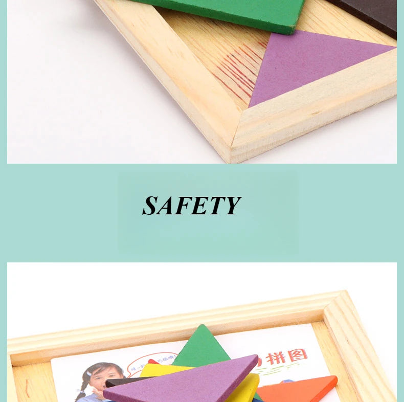 Quebra-cabeça tangram de madeira para crianças, brinquedo educacional, presente de festa de aniversário, presente de volta às aulas, prêmio de festa de jardim de infância