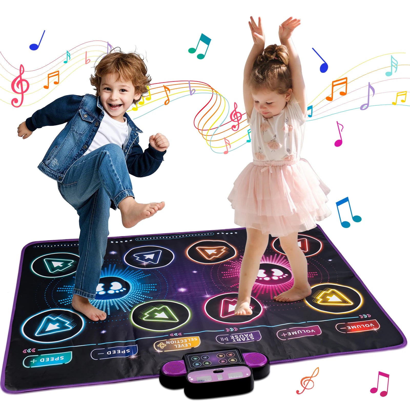 Tapete de dança eletrônico infantil, 106x80cm, cobertor de dança, modo de jogadores duplos com 9 níveis, cobertor musical para chão infantil, brinquedos educativos