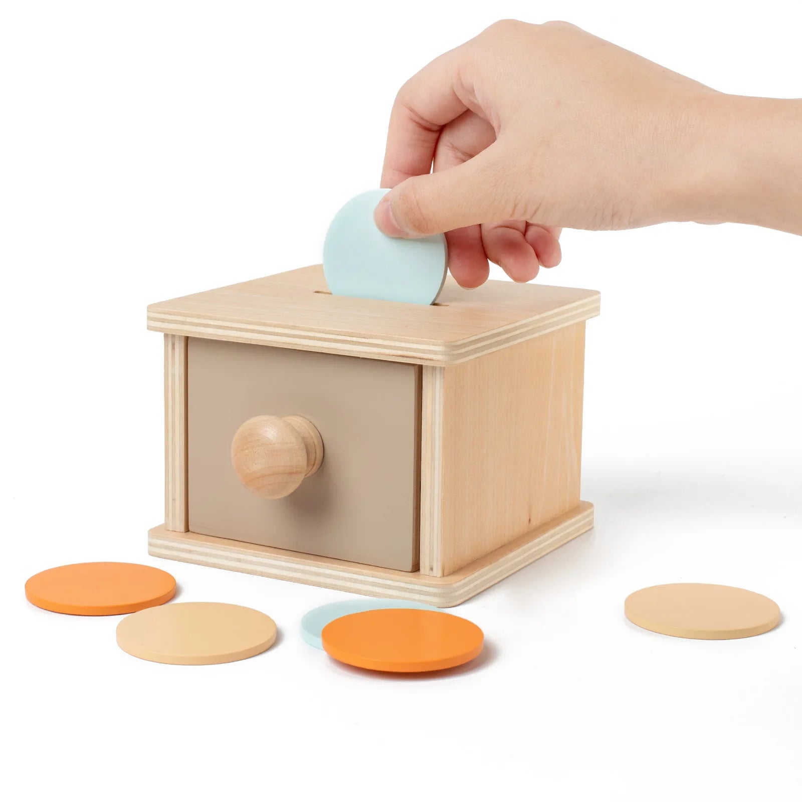 Brinquedo Educativo Montessori – Caixa de Discos em Madeira