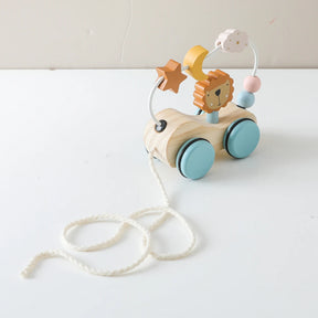 Montessori de madeira bebê reboque brinquedos multi-função colorido dos desenhos animados blocos de construção arrastando carro pai criança jogo brinquedo presente do bebê