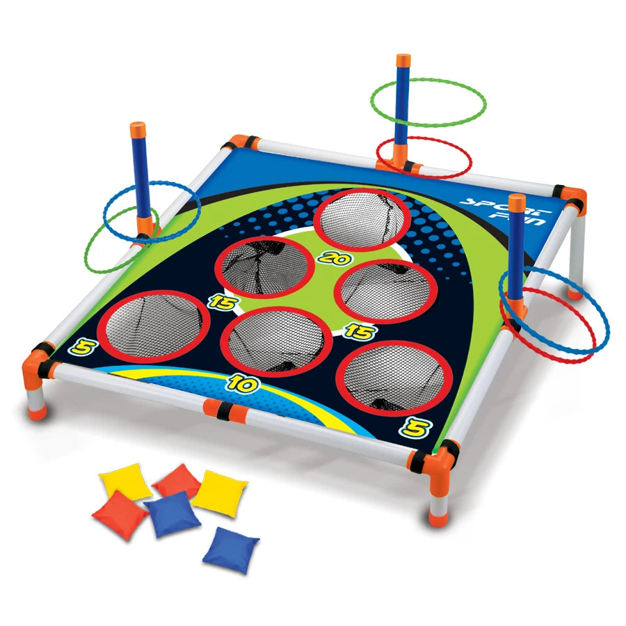 Cornhole portátil jogando círculo virola placa conjunto fácil montar diversão crianças interativo adultos ao ar livre quintal jogar jogo brinquedo