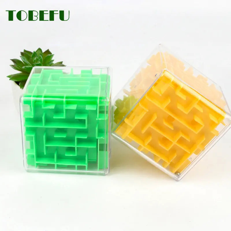 Tobeuf 3d labirinto cubo mágico transparente seis lados quebra-cabeça velocidade cubo rolando bola jogo cubos labirinto brinquedos para crianças educacional