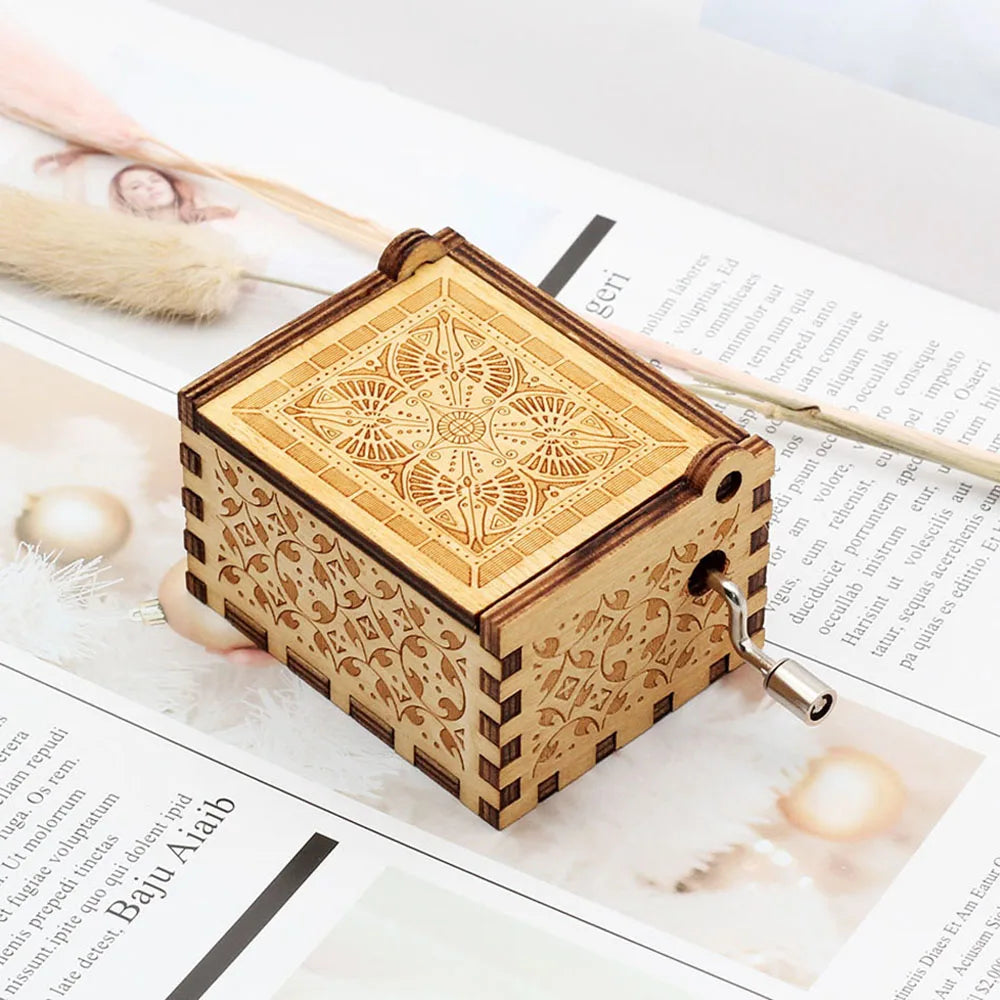 Manivela de madeira preta jurassic park caixa de música presentes de feriado das crianças presentes de natal presente de ano novo