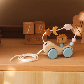 Montessori de madeira bebê reboque brinquedos multi-função colorido dos desenhos animados blocos de construção arrastando carro pai criança jogo brinquedo presente do bebê
