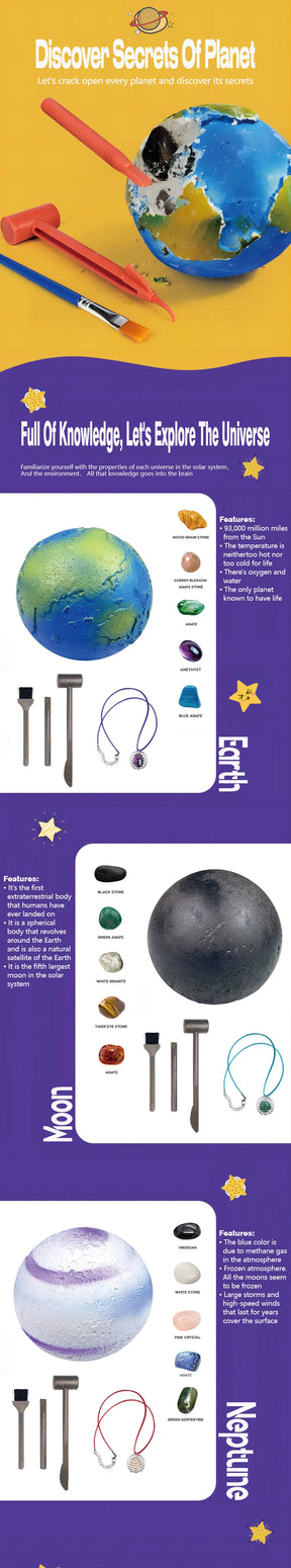 Arqueologia Infantil Escavando Planeta Tesouro, Minério de Gema, Exploração do Sistema Solar, Mineração Ciência Educação Brinquedos Educativos