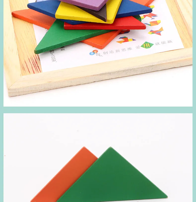 Quebra-cabeça tangram de madeira para crianças, brinquedo educacional, presente de festa de aniversário, presente de volta às aulas, prêmio de festa de jardim de infância