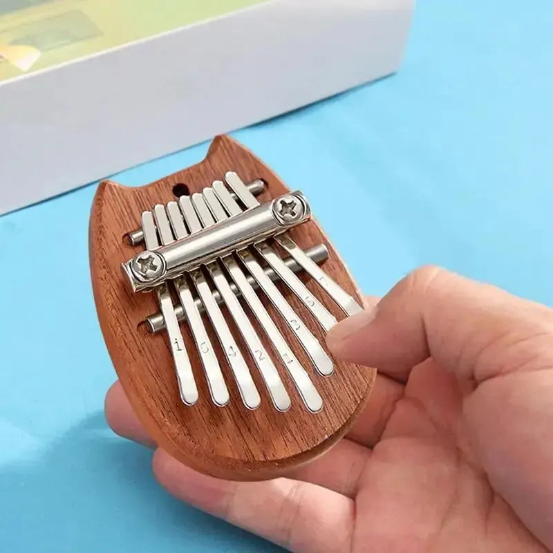 Mini Kalimba De Madeira Dedo Polegar Piano, Presente Pingente Requintado, Bom Acessório Musical, 8 Chaves, Alta Qualidade