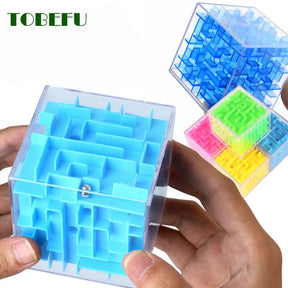 Tobeuf 3d labirinto cubo mágico transparente seis lados quebra-cabeça velocidade cubo rolando bola jogo cubos labirinto brinquedos para crianças educacional