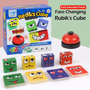 Crianças mudança de rosto cubo jogo montessori expressão quebra-cabeça blocos de construção brinquedos aprendizagem precoce jogo educacional brinquedo para crianças