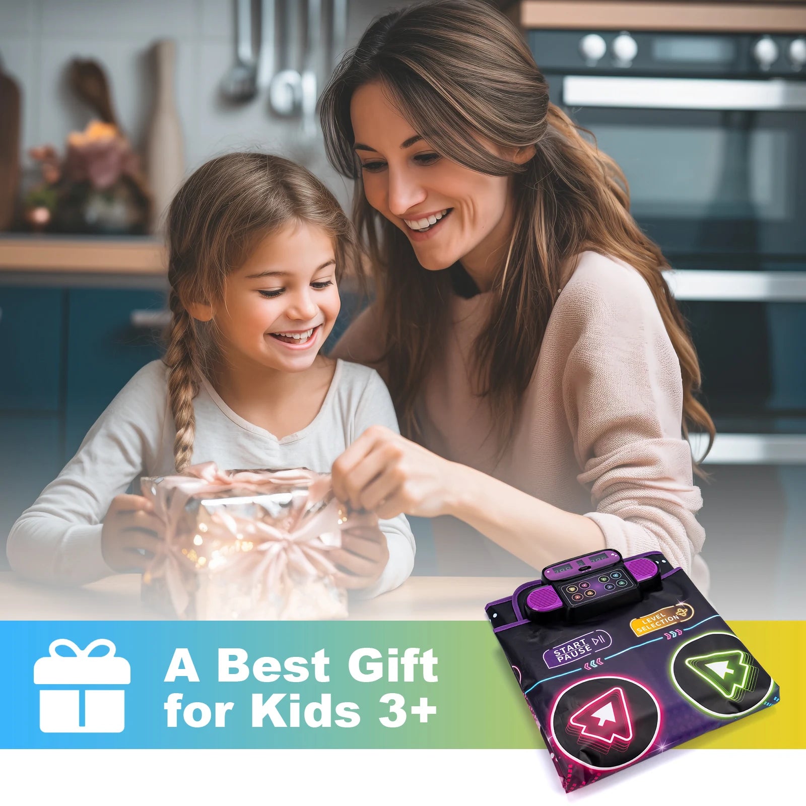 Tapete de dança eletrônico infantil, 106x80cm, cobertor de dança, modo de jogadores duplos com 9 níveis, cobertor musical para chão infantil, brinquedos educativos